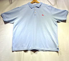 Tommy Bahama Paradise Men’s Blue Solid Polo Shirt XL Short Sleeve Cotton Marlin