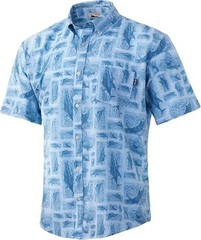 HUK Kona Stamped Offshore Short Sleeve Button Up Sz Large