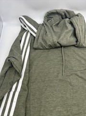 Adidas Classic 3-Stripes Pullover Long Sleeve Tee With Hood Men’s Large Green