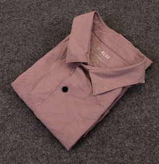01 Algo Performance Wistful Mauve Mini Check Sz Large Stretch Spread Collar UPF