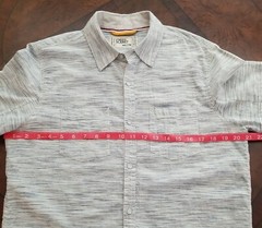 FREE PLANET Mens MEDIUM Button Front Blue White Short Sleeve Casual Cotton Shirt
