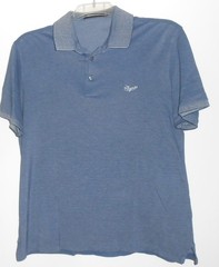 Ermenegildo Zegna Polo Shirt Men’s XL Blue Short Sleeve Cotton Lyocell S17