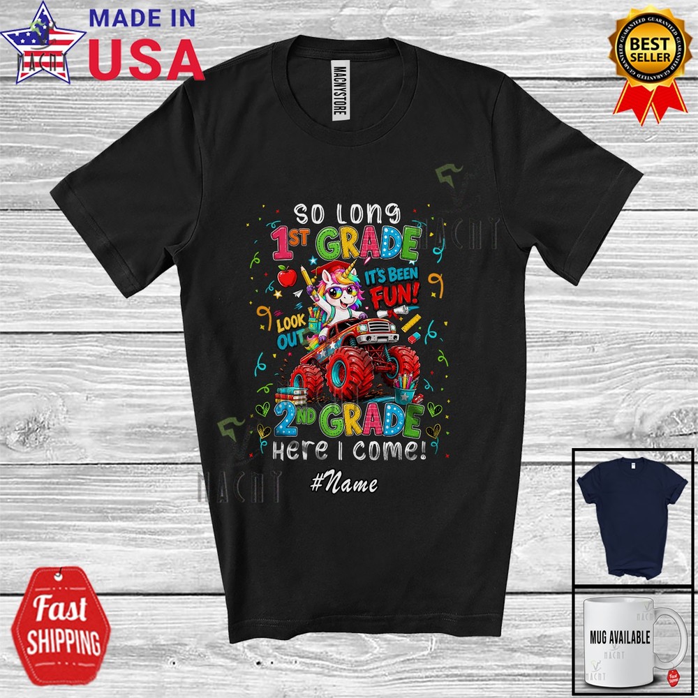 Custom Name 2nd Grade Here I Come; Back To School Unicorn Girls Students T-Shirt