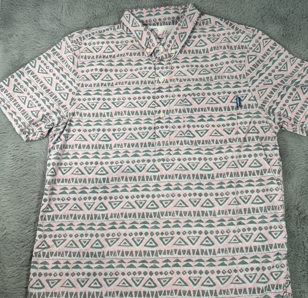 Chubbies the Nutter Weekend Pop-Over Shirt Aztec Colorful Stretch Mens M Pink
