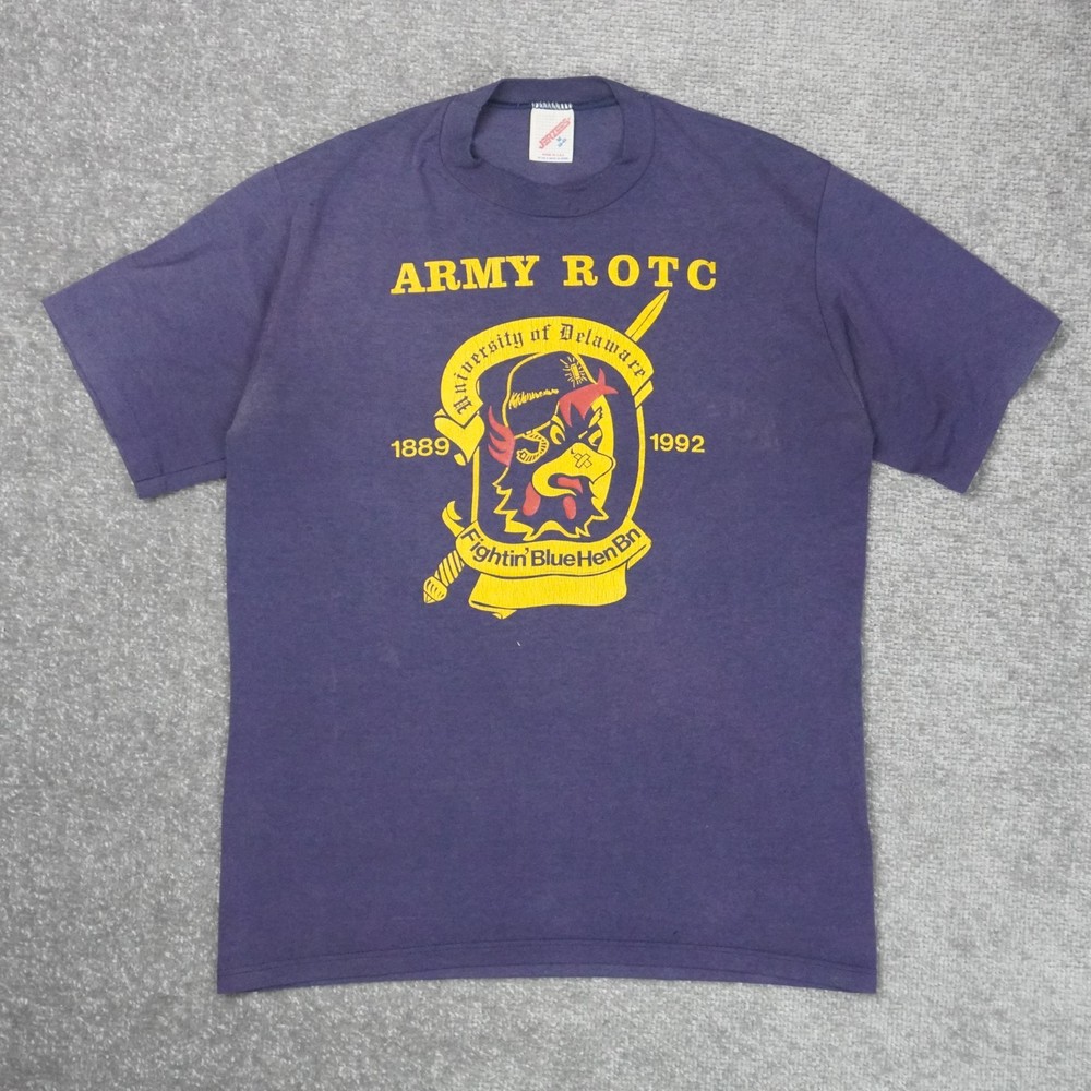 Vintage University of Delaware Army Mens Medium Blue Short Sleeve T-Shirt