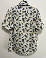 VSTR Pineapple Print Button Front Shirt Mens Medium White 4 Way Stretch Casual