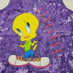 VTG Looney Tunes Tweety Bird Clueless 1997 Size S/M Purple Tie Dye Made in USA