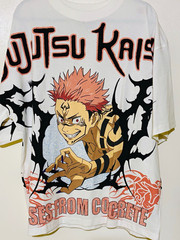 Civil Regime Men’s L White Crew Neck Short Sleeve Jujutsu Kaisen Sukuna Tee