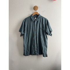 Patagonia Mens Teal Hemp Organic Cotton Short Sleeve Button Down Shirt Size XL