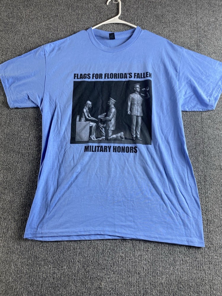 FLAGS FOR FLORIDA FALLEN MILITARY HONOR T-Shirts BLUE SIZE L