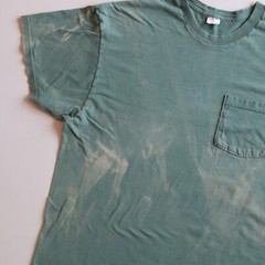 Green Blank Fruit of the Loom Pocket Tee T Shirt Sun Ghost Faded Distressed XXL
