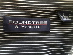 ROUNDTREE & YORKE NWT Button-Down Black & White Pinstripe L