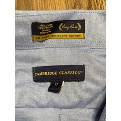 Cambridge Classics Button Down Shirt Mens 17 Blue Easy Care Oxford Excellent