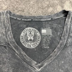 Affliction American Customs AC/DC Eagle Graphic V-Neck T-Shirt Black/Grey