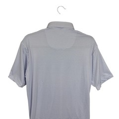Collars & Co Featherweight Flex Dress Collar Polo Shirt Small Blue Thin Stripe