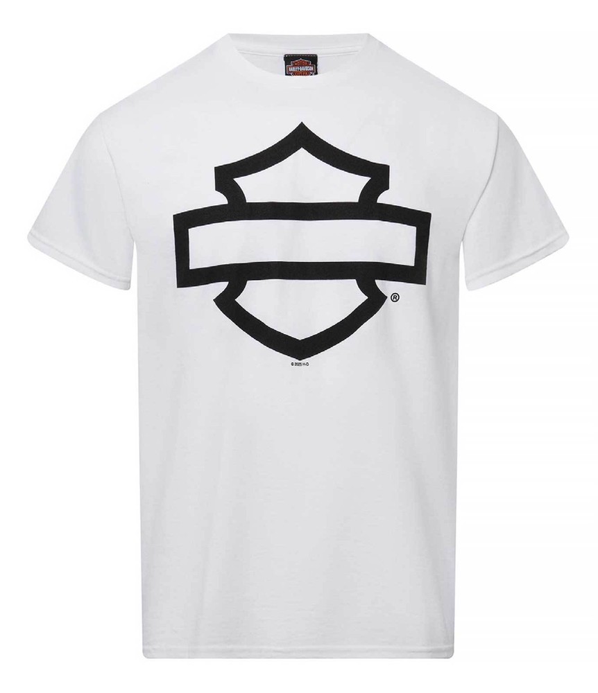 Harley-Davidson Men’s Open Bar & Shield On White Short Sleeve Crew-Neck T-Shirt