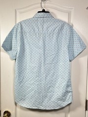 Michael Brandon Casual Button Down Short Sleeve Shirt Light Blue Size Large