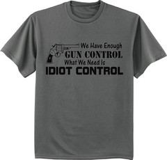 2nd Amendment rights shirt Idiot Control funny gun right tee shirt charcoal gray