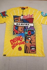 Contender Shirt Mens Large Yellow Comics AOP All Over Print Hip Hop Streetwear