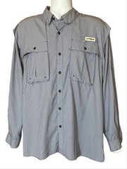 Magellan Outdoors Men’s Aransas Pass Mini Check Long Sleeve Fishing Shirt Blue L