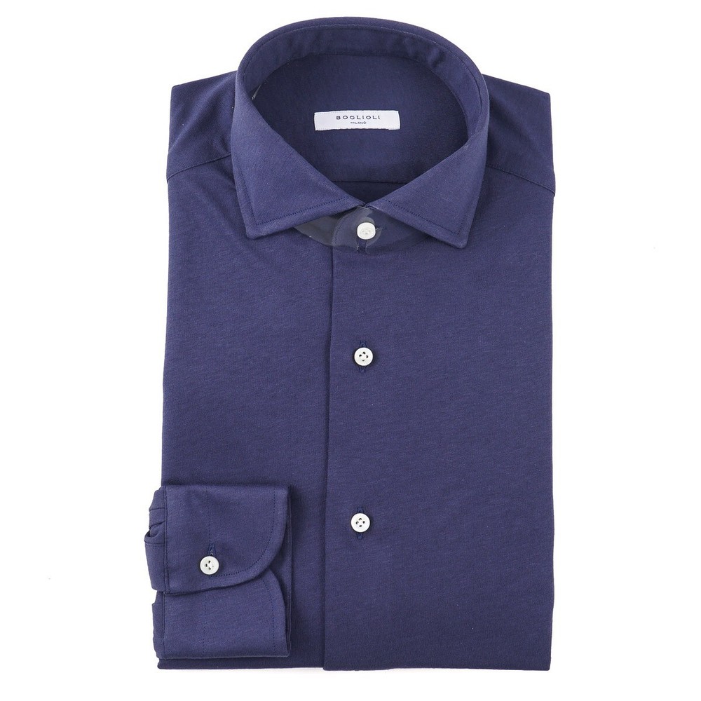 Boglioli Extra-Slim Lightweight Stretchy Jersey Cotton Shirt 16 (Eu 41) NWT