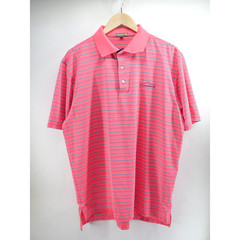 Peter Millar Summer Comfort Polo Shirt Mens Pink White Black Striped E4