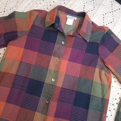Vtg Blair Adult M Button Down Patchwork Plaid Boho Hipster Farmhouse Cotton Fun