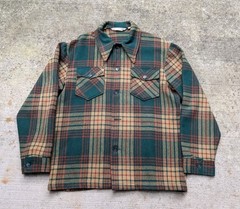 Vintage Cable Car Clothiers Robert Kirk Ltd Plaid Wool Shirt Jacket Green Large