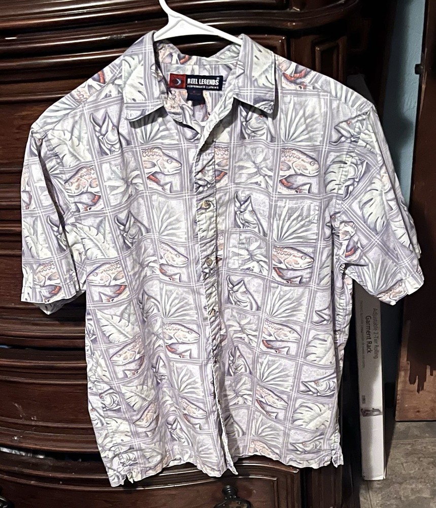 Men’s Medium Multicolor Reel Legends 5 Count Lot Of Button Up Fishing Shirts!