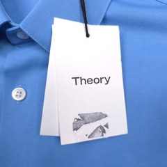 Theory Irving Structure Knit Button Up Shirt Mens Small Powder Blue Short Sleeve