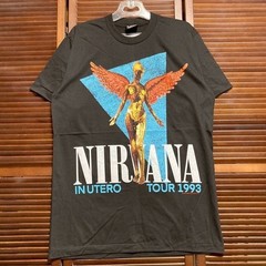 NIRVANA “In Utero” 1993 Tour Band T-Shirt Black Made in USA Kurt Cobain