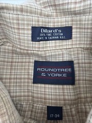 Dillards Roundtree & Yorke Button Down Shirt Men 17-34 100% Fine Cotton.#42982