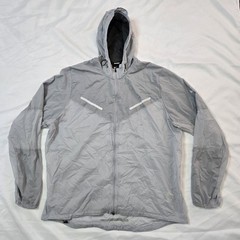 Nike Running Jacket Men 2XL Grey Reflective Packable Vented Windbreaker 451279