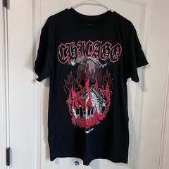 Goat Crew Chicago Burning House Skeleton Graphic T-Shirt Mens Large Black Tee