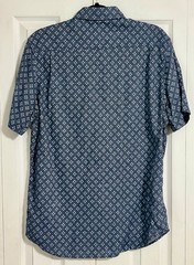 Faherty Men’s Medium Short Sleeve Button Shirt Lyocell Cotton Blue Geometric
