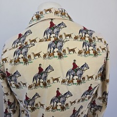 VTG 70s Gant AOP Equestrian Horse Hunting Print Long Sleeve Button Shirt Mens M