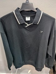 Gymshark Rest Day Polo Pullover Cotton Poly Spandex Black White Logo Nwot 365