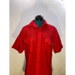 White Horse Mens Western Shirt Red Short Sleeve Pearl Snap Button Down Retro M