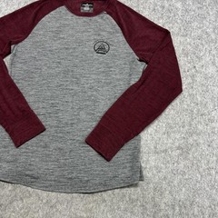 American Eagle Shirt Mens M Gray Maroon Raglan Long Sleeve Tee Casual Modern