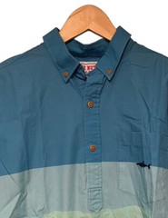Chubbies The Nutter Men’s Button Down Shirt Blue/Green Striped Shark Logo S guc