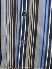 Bugatchi Uomo Mens Large Striped Long Sleeve Button Down Shirt Paisley Trim