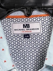 Michael Brandon Casual Button Down Short Sleeve Shirt Light Blue Size Large