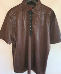 Vassari Los Angeles Mens 2XL Short Sleeve 1/4 Snap Front Shirt Brown