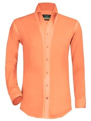 Orange High Open Button Down Collar Buttonless Men’s Formal Summer Party Shirt