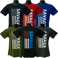 Grunt Force “SAVAGE” American Flag 100% Cotton T-Shirt – 7 Colors