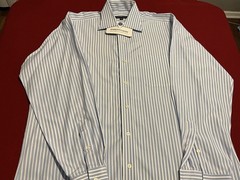 Robert Talbott Trim 15.5 35 Men’s Blue Striped Long Sleeve Buttoned Casual Shirt
