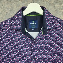Tom Baine Performance Collection Shirt Mens Med 15/15.5 Slim Fit Flamingo Print