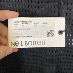 Neil Barrett Perforated Button Up short Sleeve Shirt Mens Small Black Petite Fit