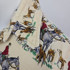 VTG 70s Gant AOP Equestrian Horse Hunting Print Long Sleeve Button Shirt Mens M