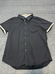 Craft + Flow Shirt Mens 2XL 22in Neck Short Sleeve Button Down Black Geometric